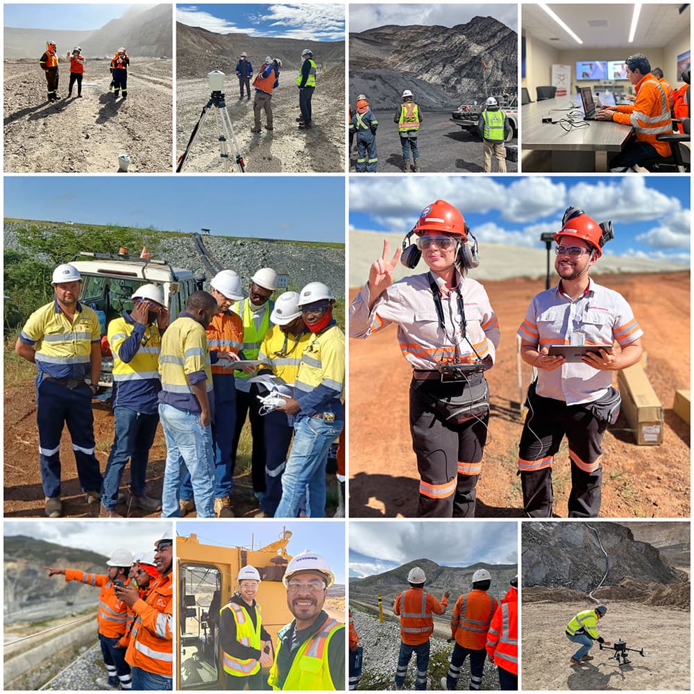 A picture of Skycatch team members in the field with customers